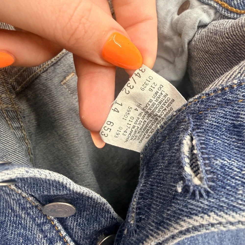 Vintage Levis 501 Jeans 34x32 Medium Wash Straight Leg Button Fly Made in USA